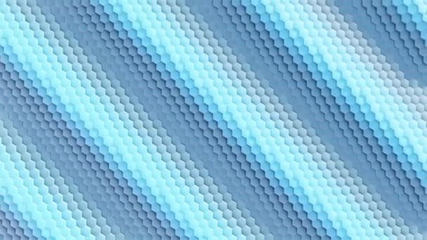 用六角形蜂窝图案在浅蓝色表面上运行的波浪的三维背景动画 — 图库视频影像