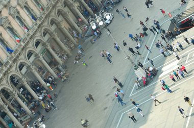 Turistler bir kare, havadan görünümü
