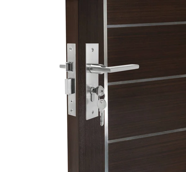 Mortise lock on modern wooden door