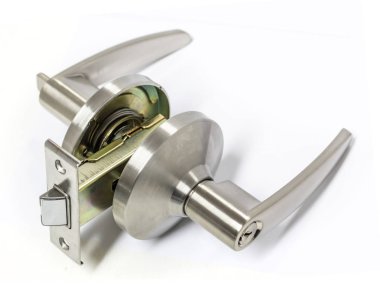 Beyaz arka plan üzerinde kolu kolu kapı kilidi