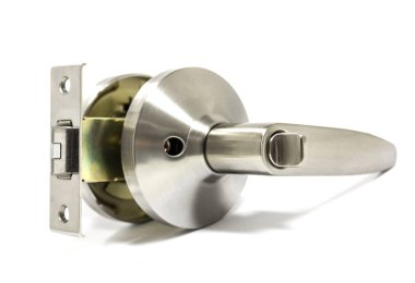 Beyaz arka plan üzerinde kolu kolu kapı kilidi