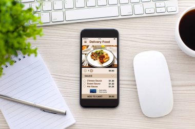telefon ile app teslim gıda perde ofiste tabloda