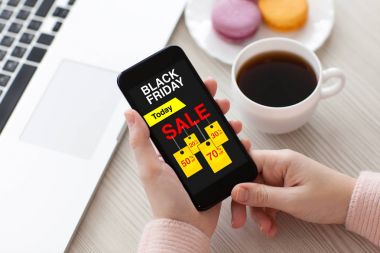 Telefon ile satış siyah Cuma perde holding kadınlar eller