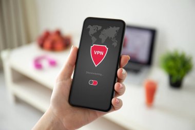 Ekranda VPN uygulaması olan kadın el bilgisayarı