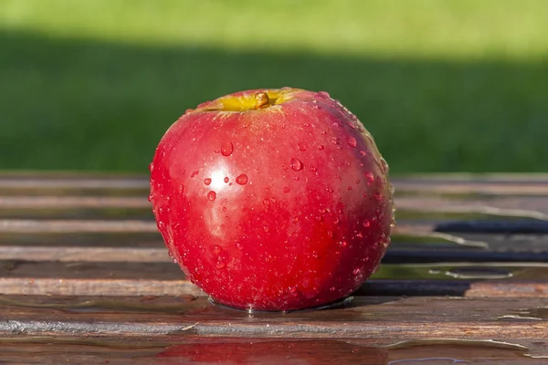 Pomme rouge sur fond de nature — Photo