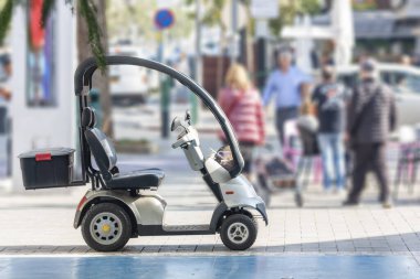 Empty electric scooter parked on the street