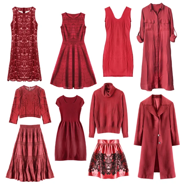 İzole kırmızı elbiseler — Stok fotoğraf