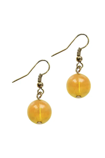 Amber earrings isolated — Stock Photo, Image