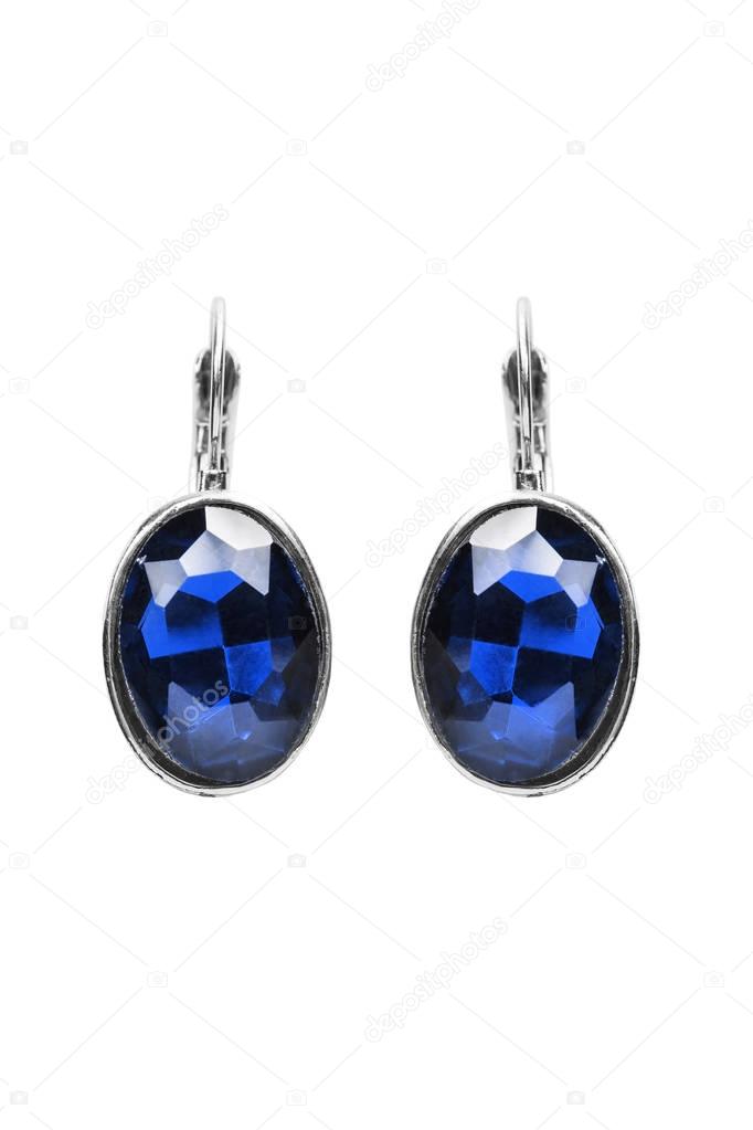 Sapphire earrings isolated