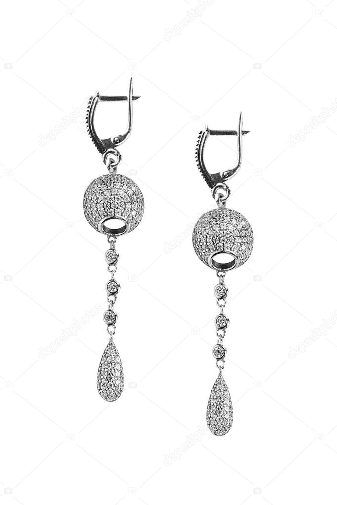 Diamond earrings isolated