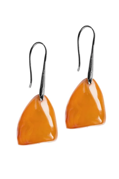 Amber earrings isolated — Stock Photo, Image