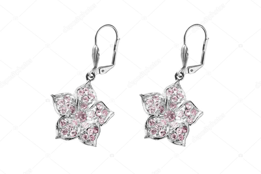 Flower earrings isolated