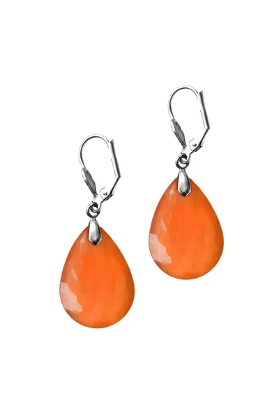 Amber earrings isolated — Stock Photo, Image