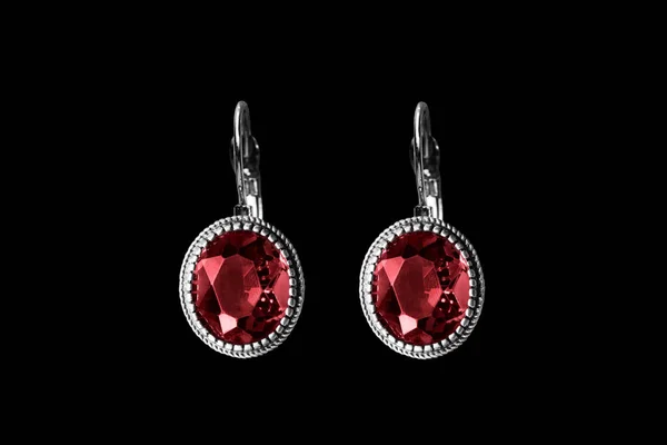 Ruby earrings isolated — Stock Photo, Image