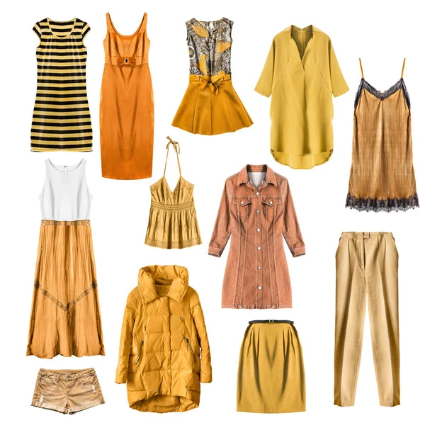 Žluté šaty, samostatný — Stock fotografie