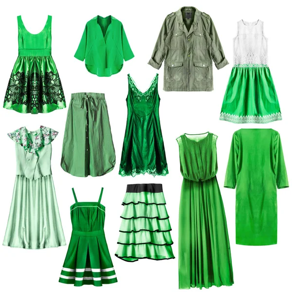 Zielone ubrania na białym tle — Zdjęcie stockowe
