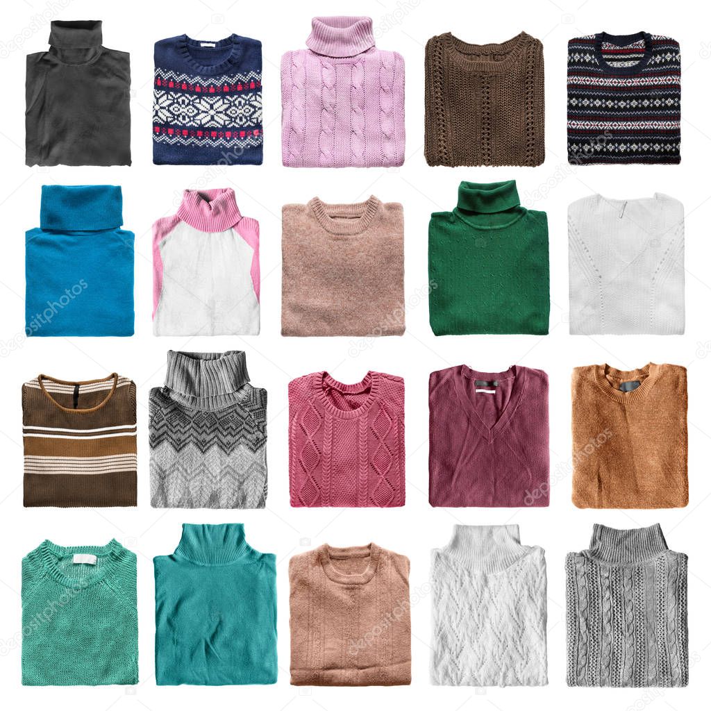 Folded sweaters isolated