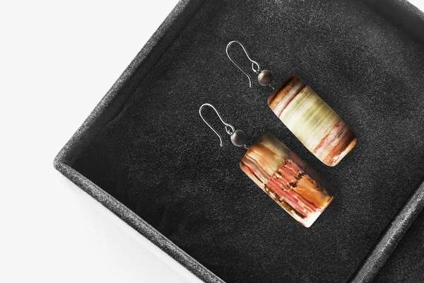 Earrings in a box — Stock Photo, Image