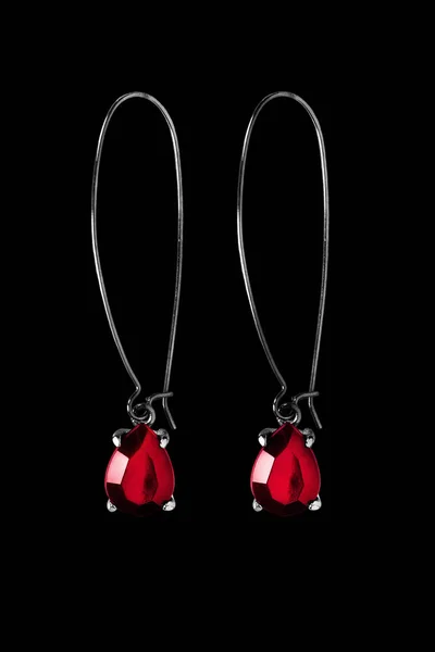 Ruby earrings isolated — Stock Photo, Image