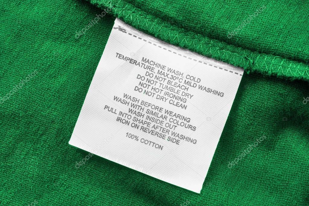 Washing instructions label