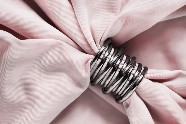 Ring on pink silk — Stock Photo, Image