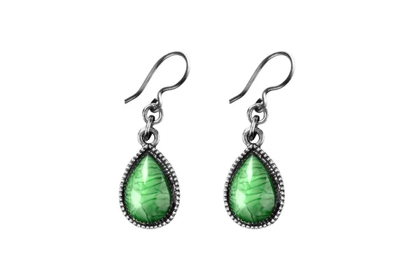 Malachite earrings isolated — Stock Photo, Image