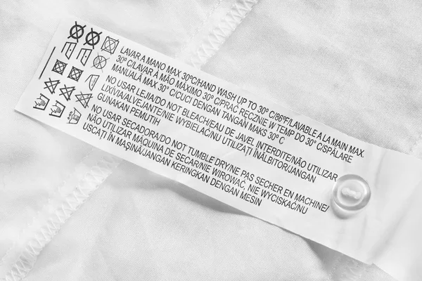 Washing instructions label — Stock Photo, Image