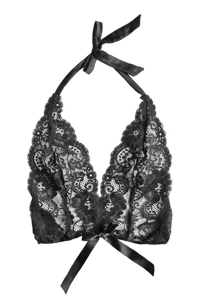 Black lacy brassiere — Stock Photo, Image