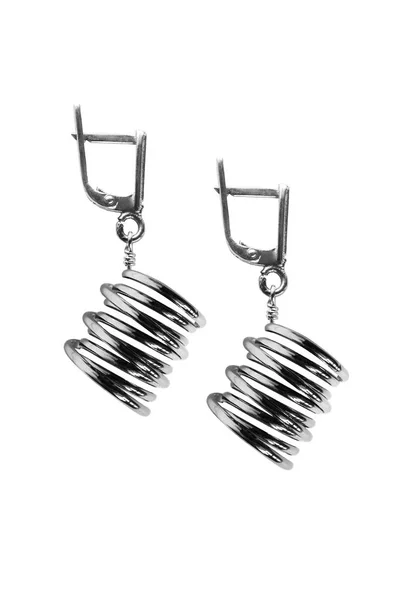 Silver earrings isolated — Stock Photo, Image