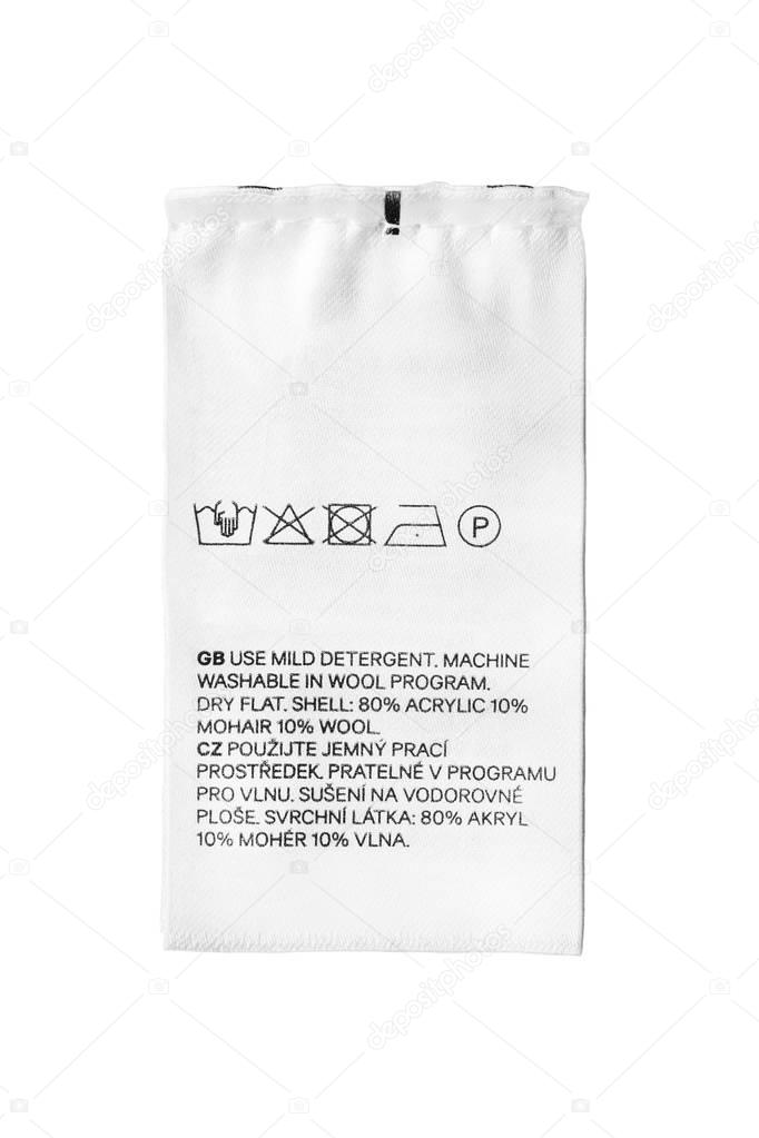 Clothes label isolated