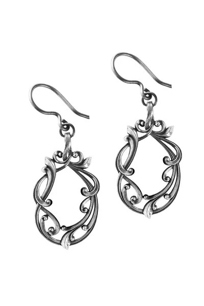 Silver earrings isolated — Stock Photo, Image