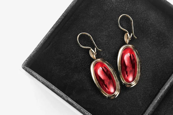 Earrings in a box — Stock Photo, Image