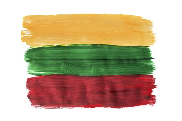 Målade litauiska flaggan isolerade — Stockfoto