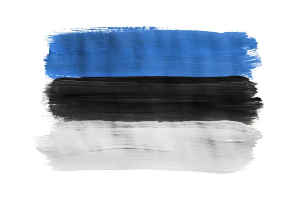 Målade estniska flaggan isolerade — Stockfoto