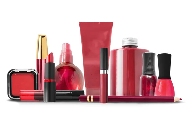 Grupo de cosméticos rojos — Foto de Stock