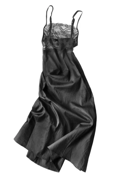 Черное шелковое платье изолировано — стоковое фото
