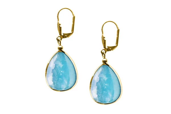 Aquamarine earrings isolated Royalty Free Stock Photos