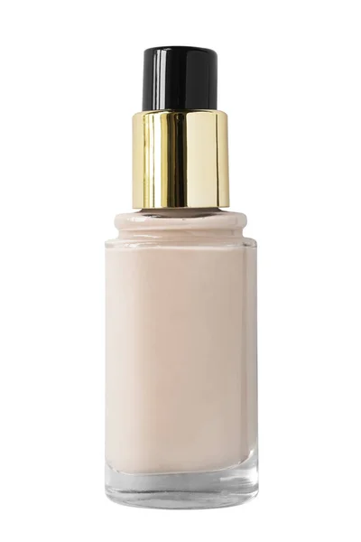 Bouteille Fond Teint Beige Nue Liquide Isolée Sur Blanc — Photo