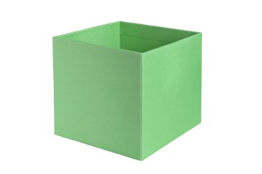 Beyaz arkaplanda yeşil boş küp kutu