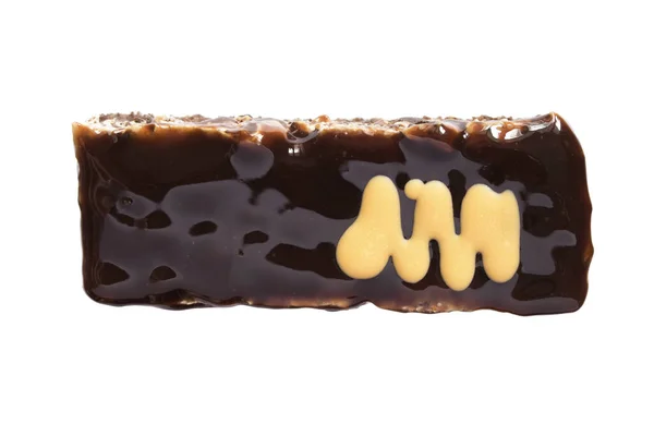 Chocolate Buscuit Glazed Cake White Background — Stock Photo, Image