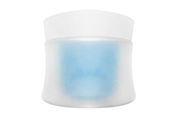 Blanco Plastic Gesloten Cosmetica Pot Witte Achtergrond — Stockfoto
