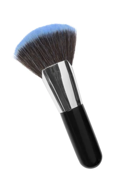 Cepillo Maquillaje Con Pelo Azul Aislado Sobre Blanco — Foto de Stock