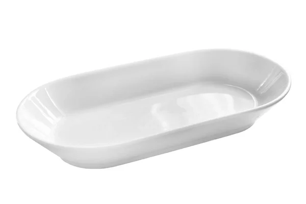 Κενό Λευκό Πιάτο Απομονωμένο Πάνω Από Λευκό — Φωτογραφία Αρχείου