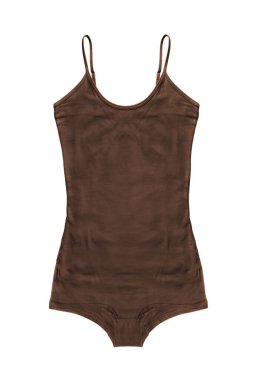 Beyaz üzerine izole kahverengi pamuk temel spor giysi