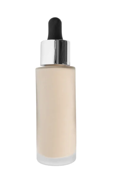 Naken Beige Flytande Matt Foundation Flaska Isolerad Över Vit — Stockfoto