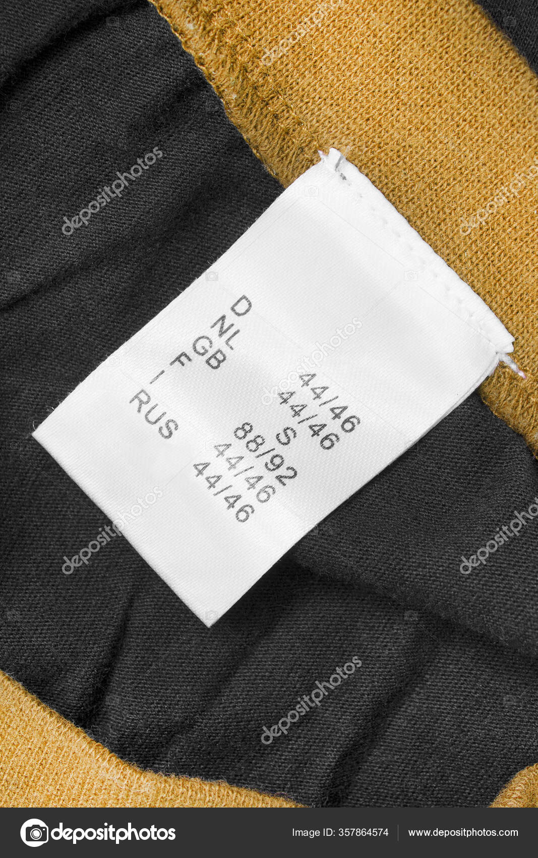 Size Clothes Label Black Yellow Textile Background Stock Photo by  ©Tarzhanova 357864574