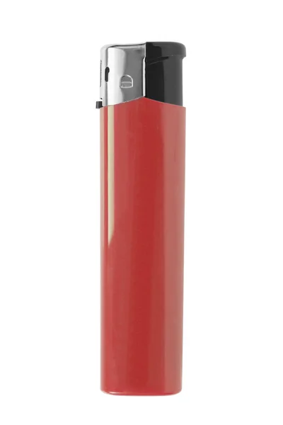 Beyaz Arkaplanda Kırmızı Plastik Sigara Çakmağı — Stok fotoğraf