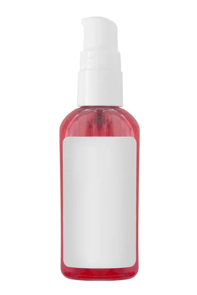 Bottiglia Gel Igienizzante Rosa Isolata Bianco — Foto Stock