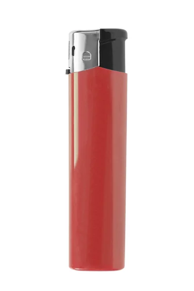 Red Plastic Cigarette Lighter White Background Royalty Free Stock Photos