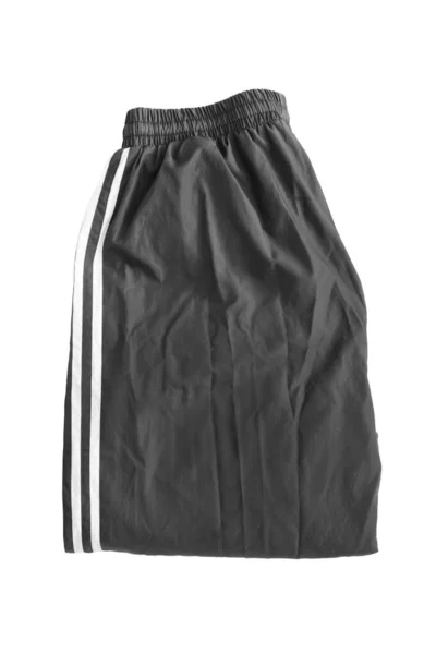 Black Sport Pants Folded White Background — Stock Photo, Image